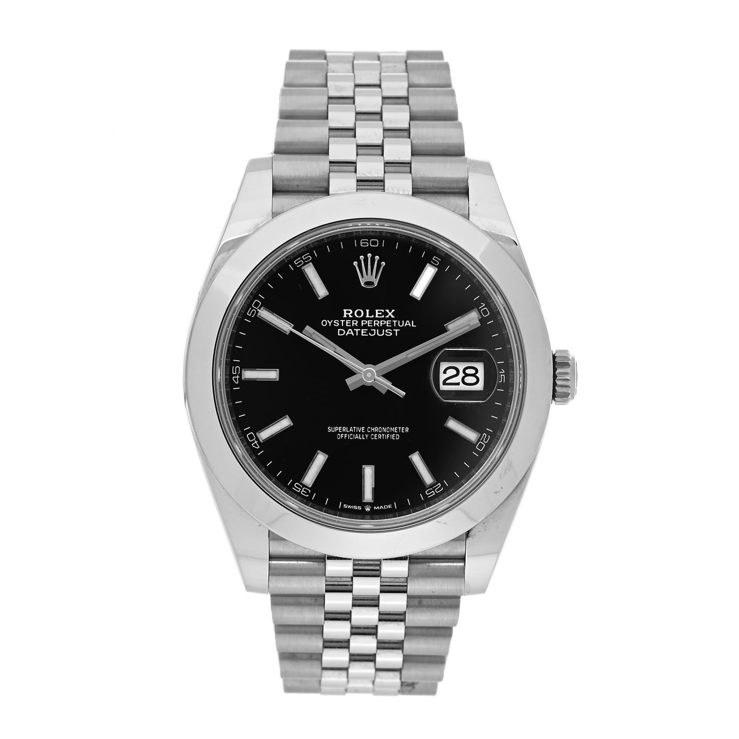 Stainless Steel 41mm Oyster Perpetual Datejust Watch Black 126300
