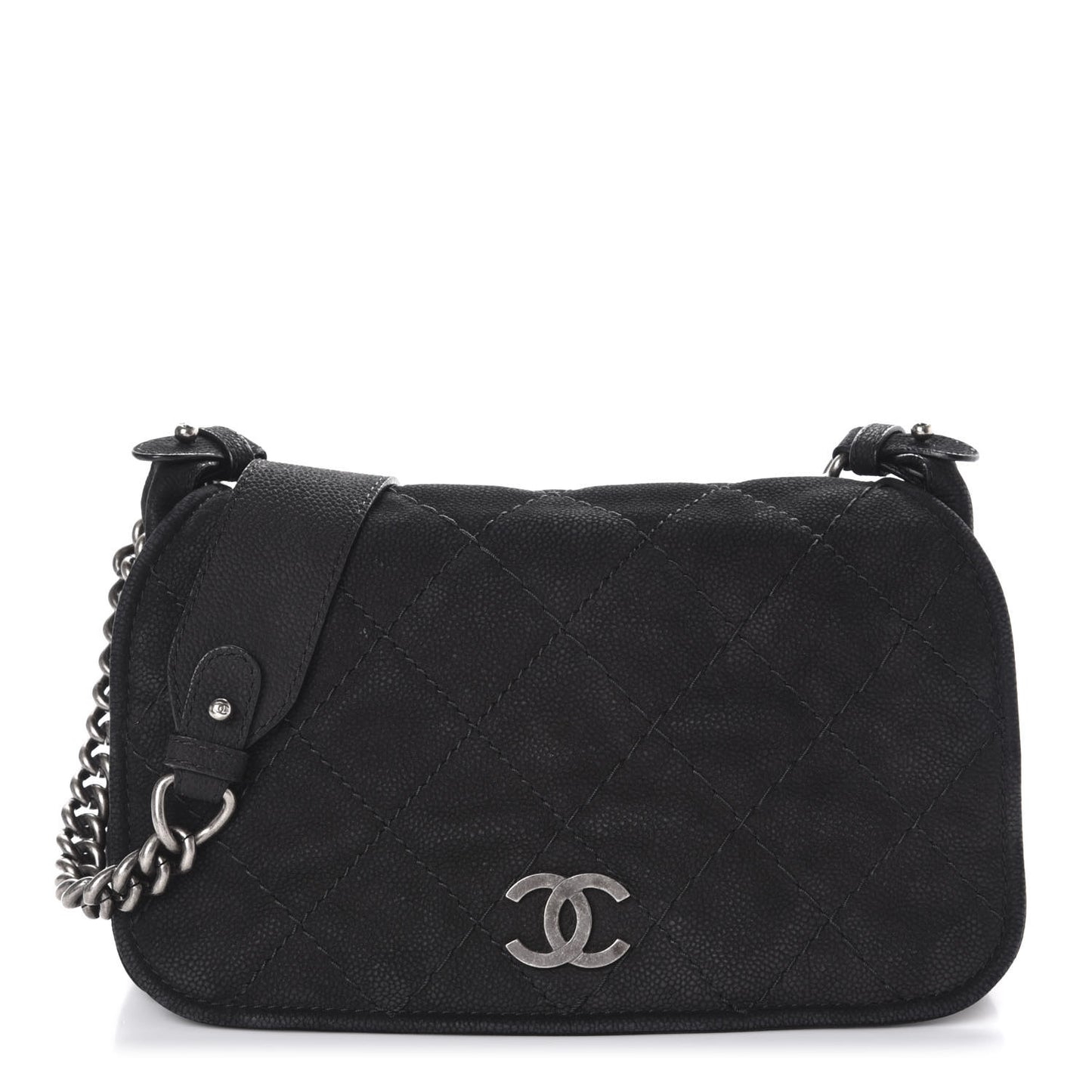 Iridescent Caviar Large Flap Black
