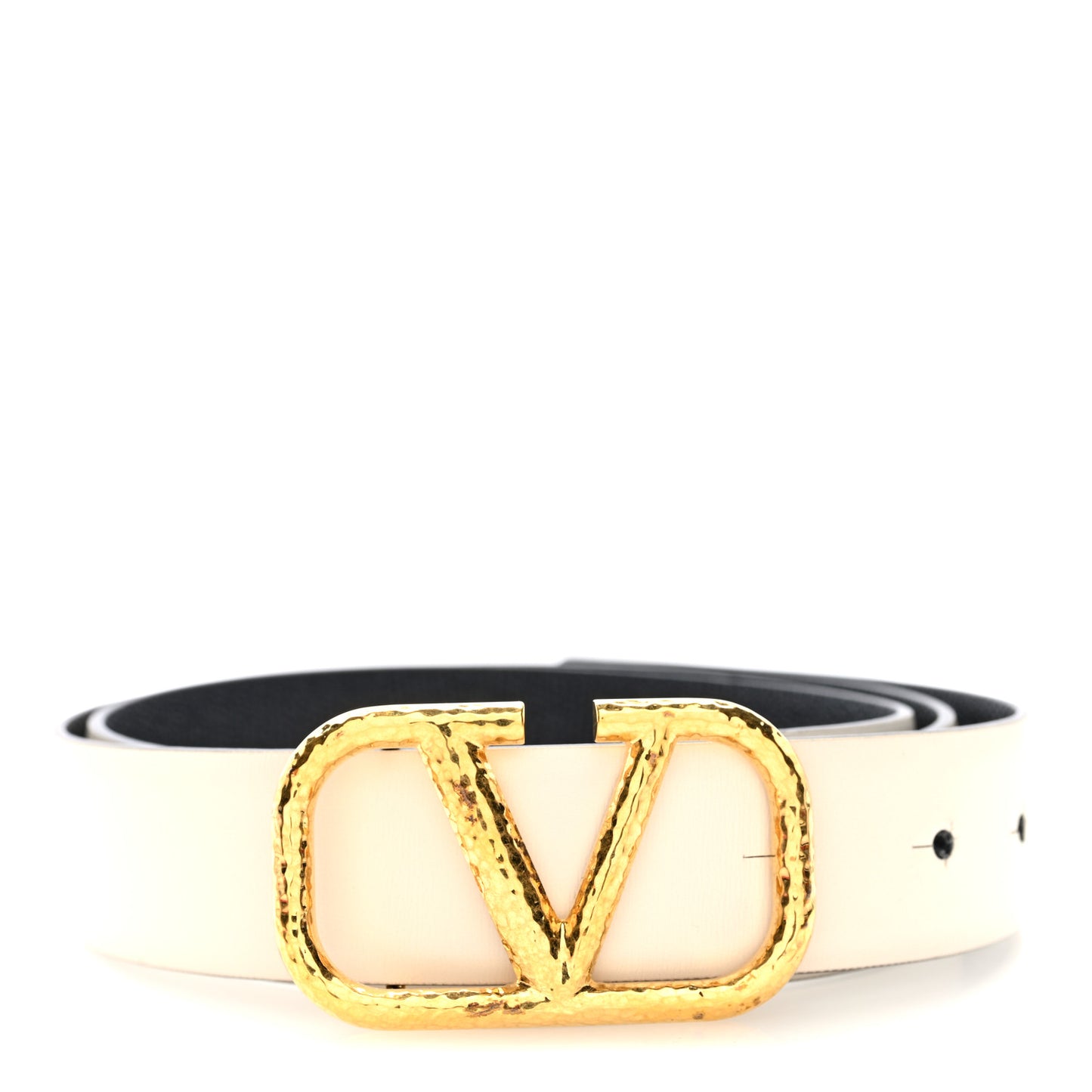 Glossy Calfskin Grainy Calfskin Hammered VLogo Reversible 30mm Belt 80 32 White Black