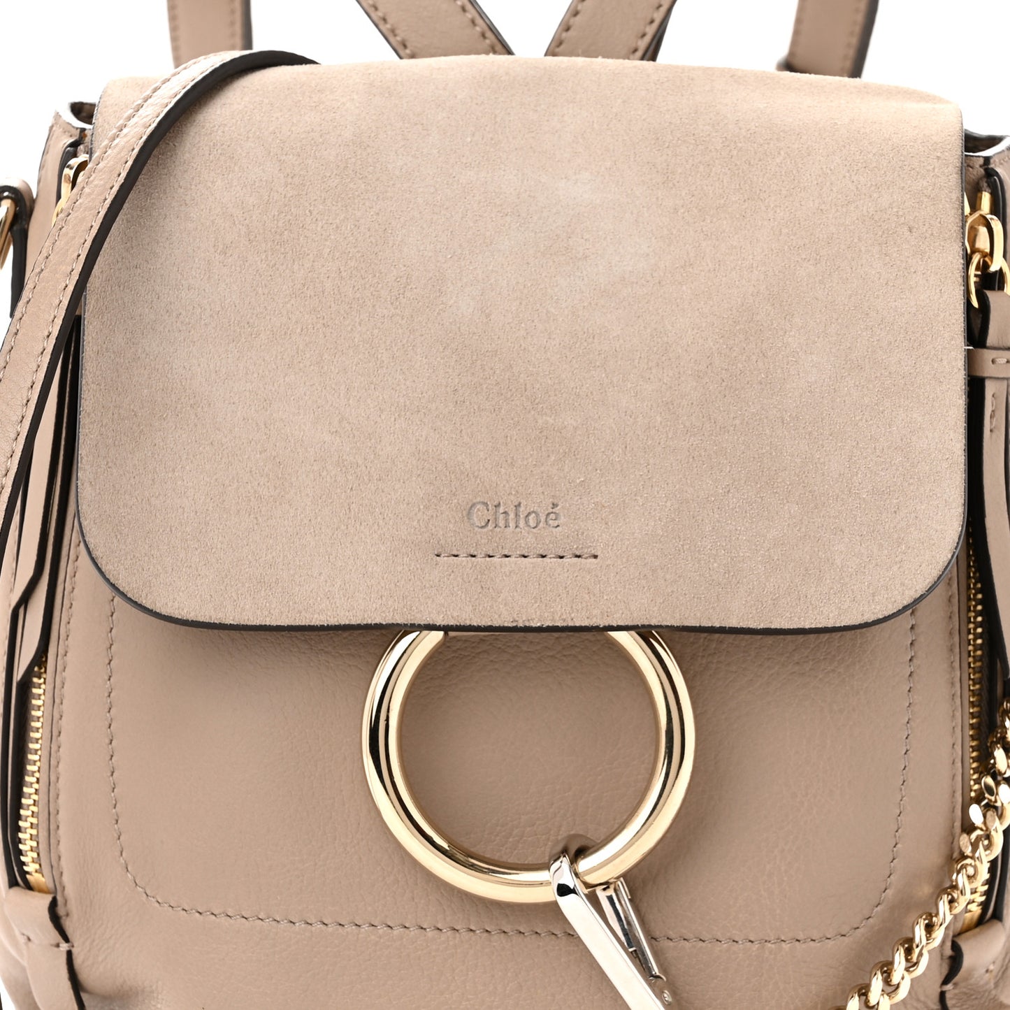 Suede Calfskin Medium Faye Backpack Motty Grey