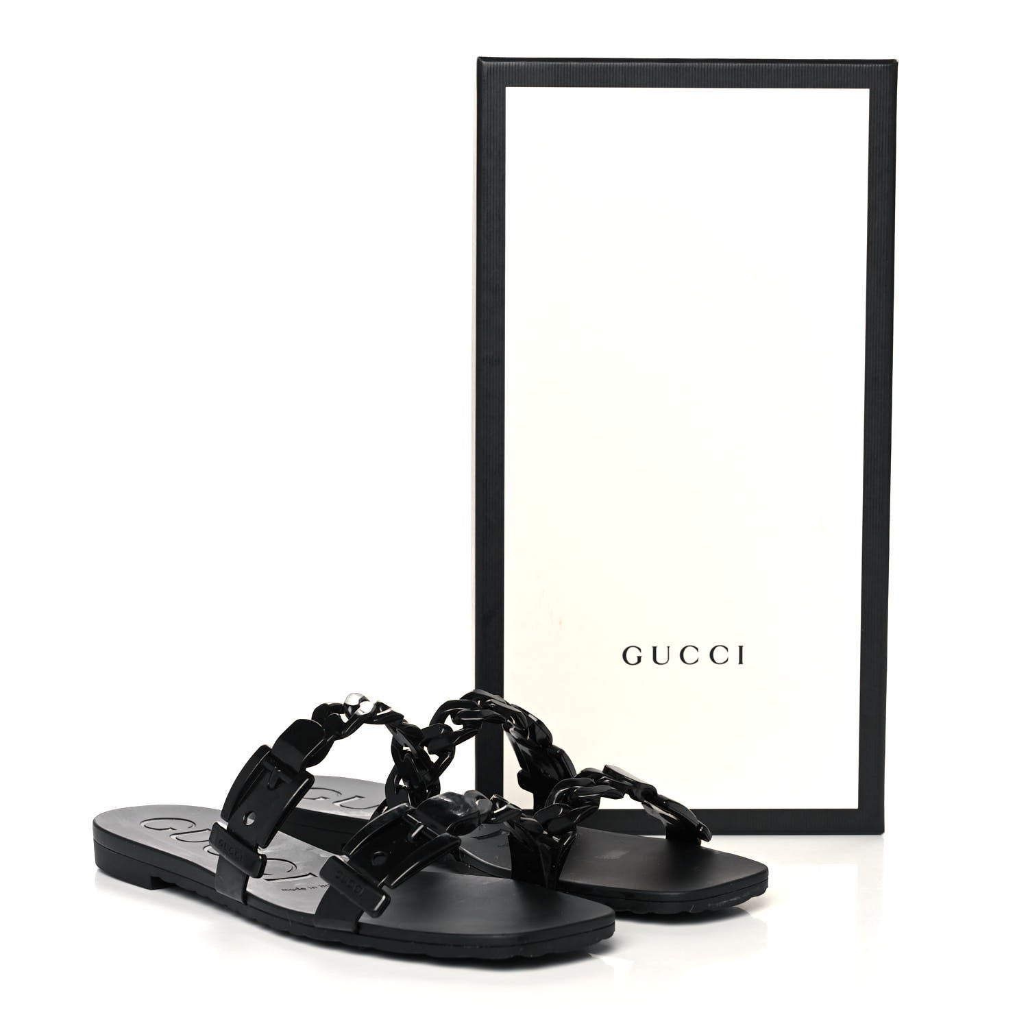 Gucci Rubber Womens Slide Sandals 38 Black 9 of 9