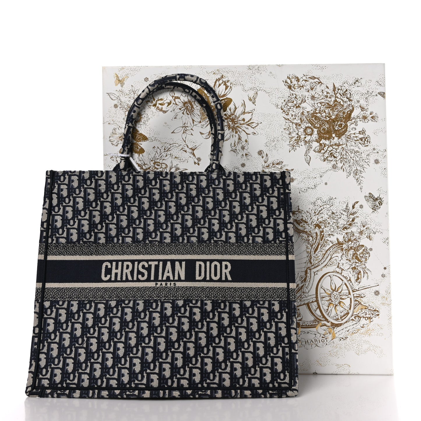 CHRISTIAN DIOR Oblique Large Book Tote Blue Multicolor