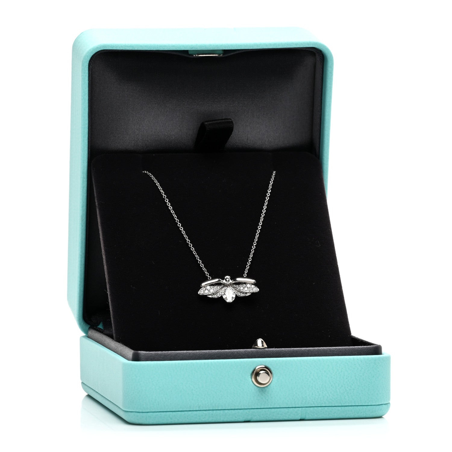 Tiffany Platinum Diamond Paper Flowers Firefly Pendant Necklace 5 of 5