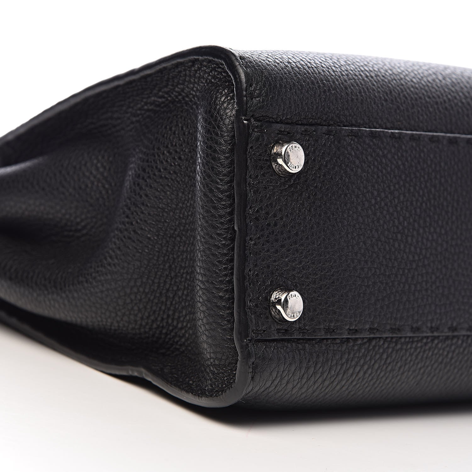 Fendi Cuoio Romano Selleria Bi-Color Medium Peekaboo Iconic Satchel Black Mou 10 of 13