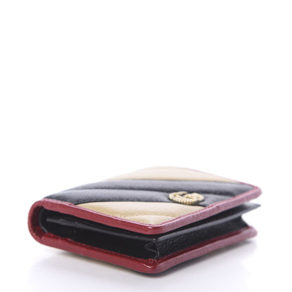 Gucci Azalea Calfskin Matelasse Diagonal Patchwork Torchon GG Marmont Card Case Wallet Black Beige Romantic Cerise 4 of 6