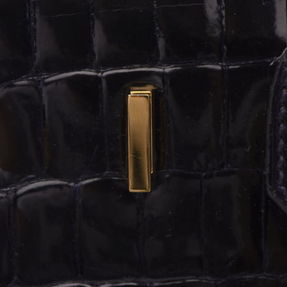 Hermes Shiny Niloticus Crocodile Birkin 25 Bleu Marine Bleu Marine 25 of 30