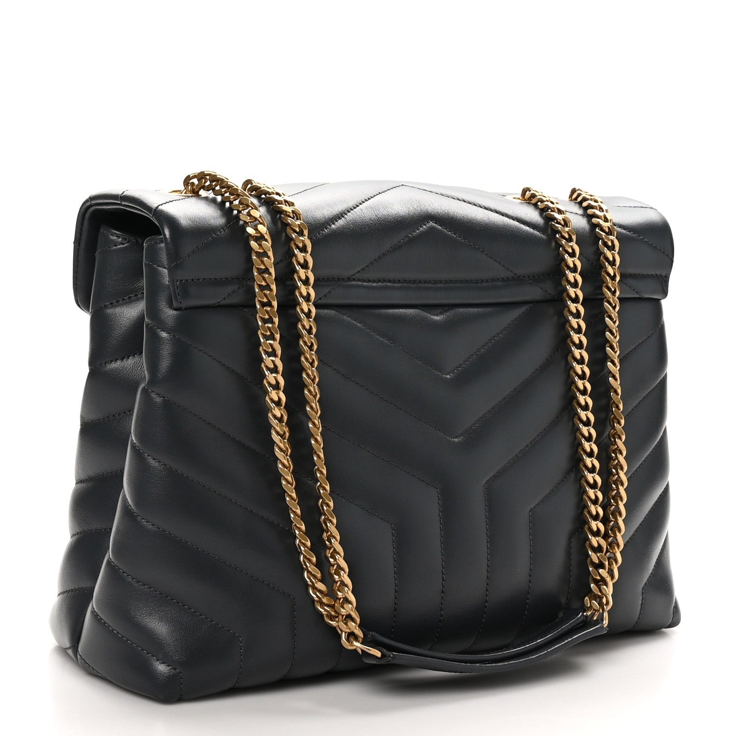 Saint Laurent Calfskin Y Quilted Monogram Medium Loulou Chain Satchel Dark Smog 3 of 10