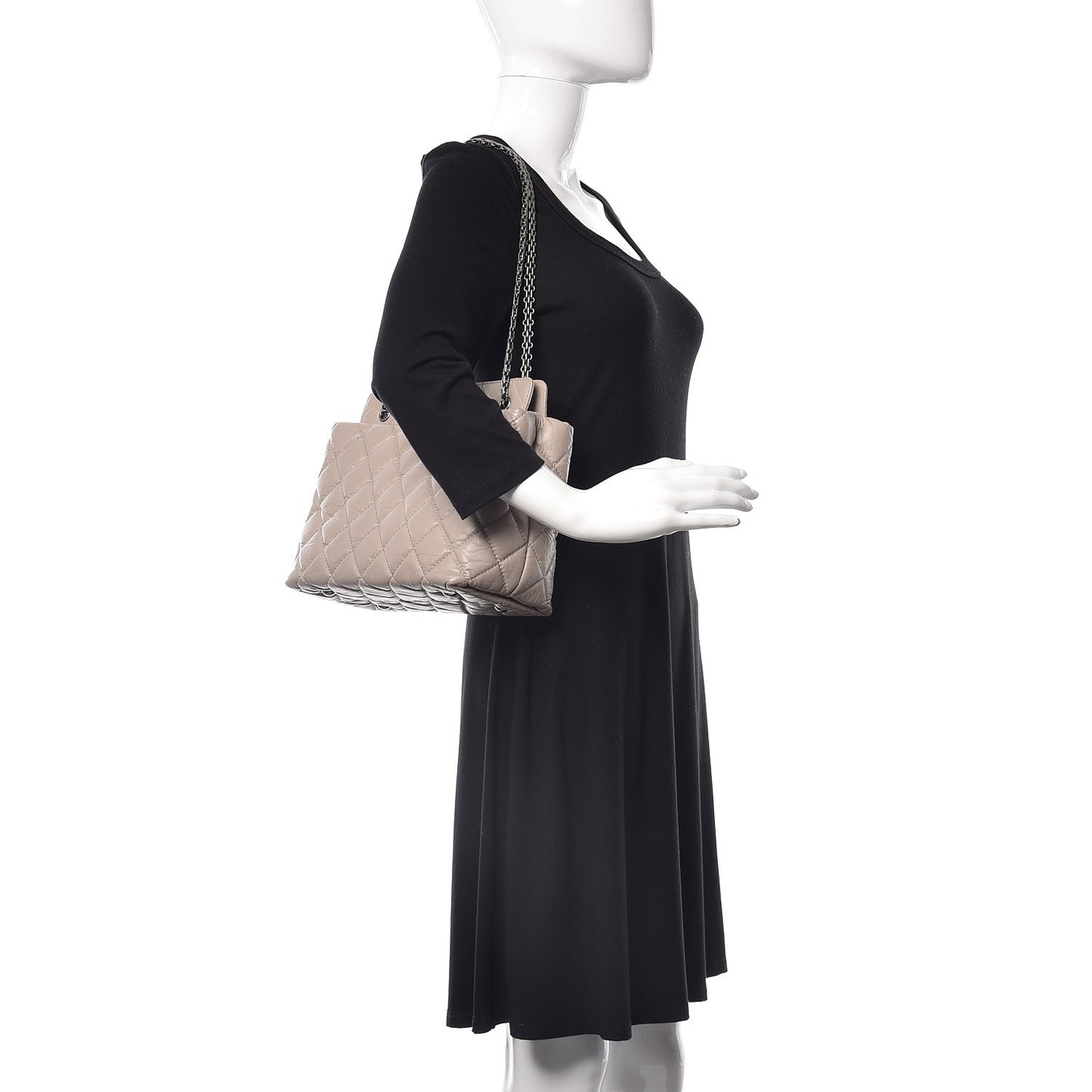 Aged Calfskin Quilted Reissue 2.55 Tote Light Grey