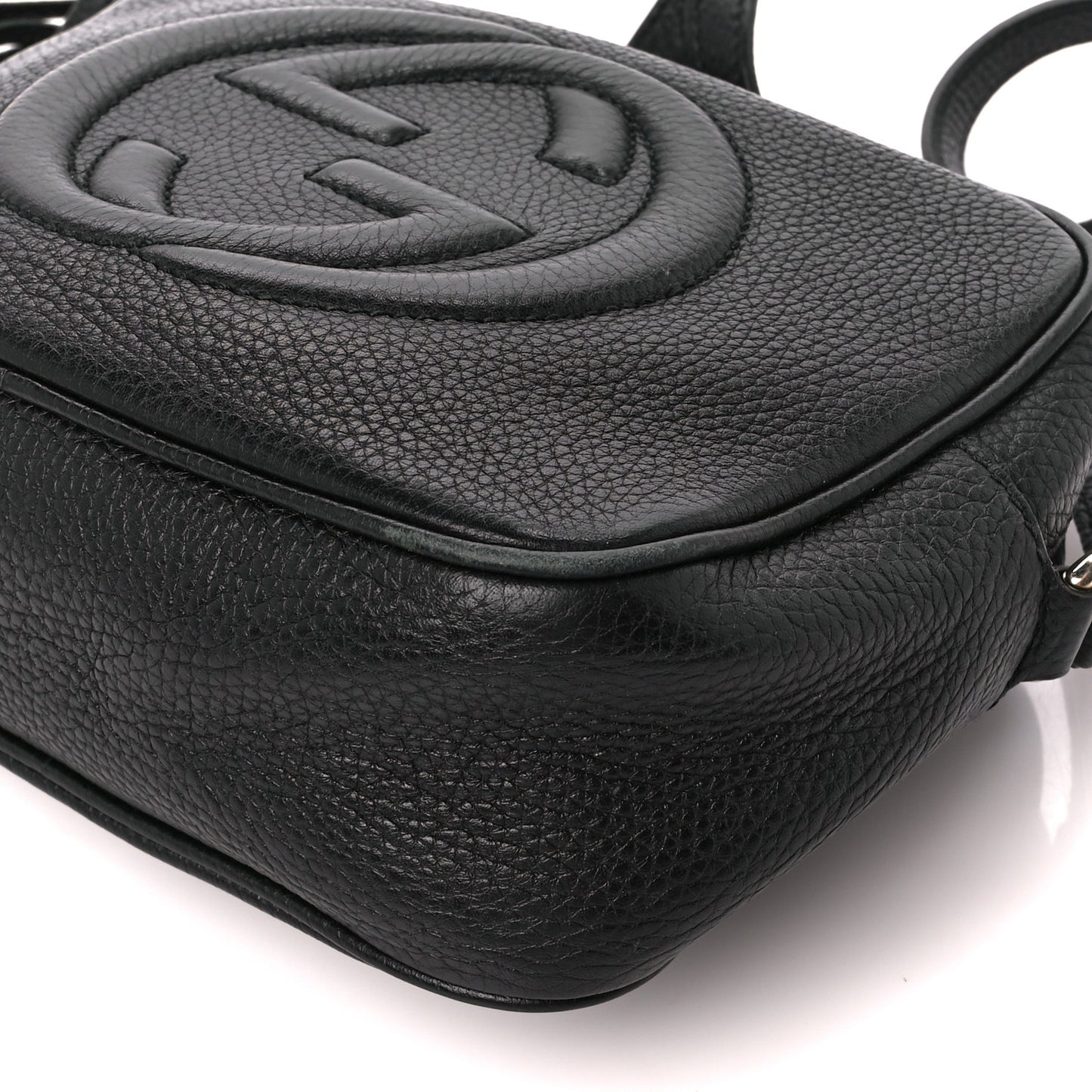 Pebbled Calfskin Small Soho Disco Bag Black
