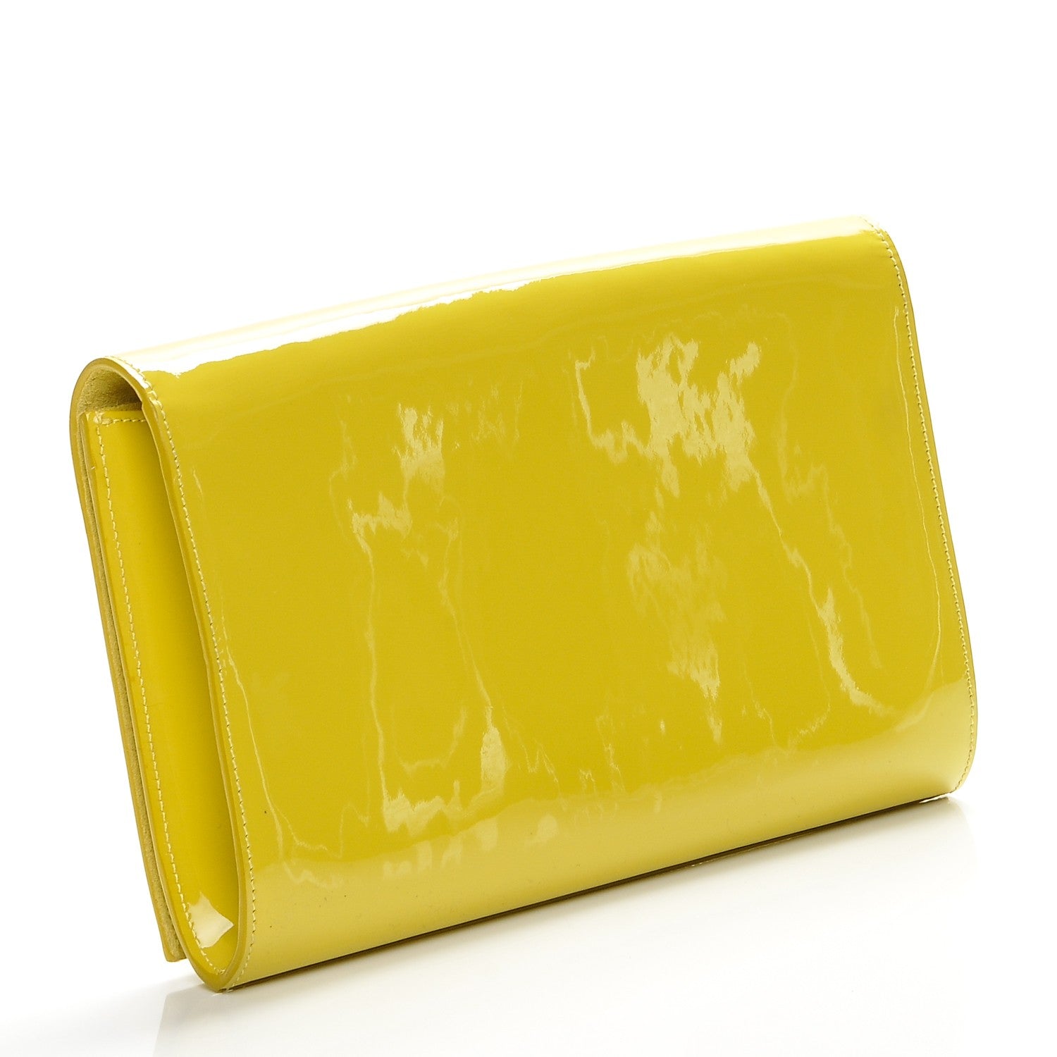 Saint Laurent Patent Calfskin Monogram Large Belle De Jour Clutch Yellow 3 of 6