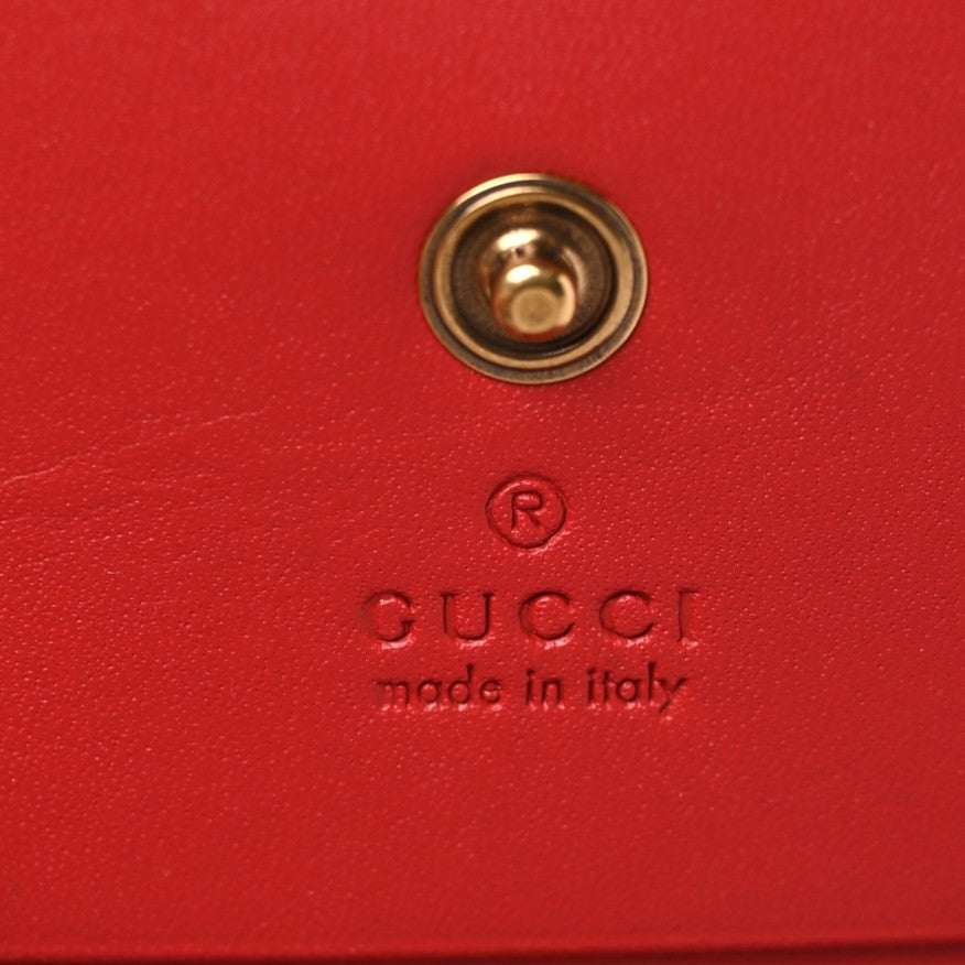 GG Supreme Monogram Cherry Embellished Card Case Wallet Hibiscus Red