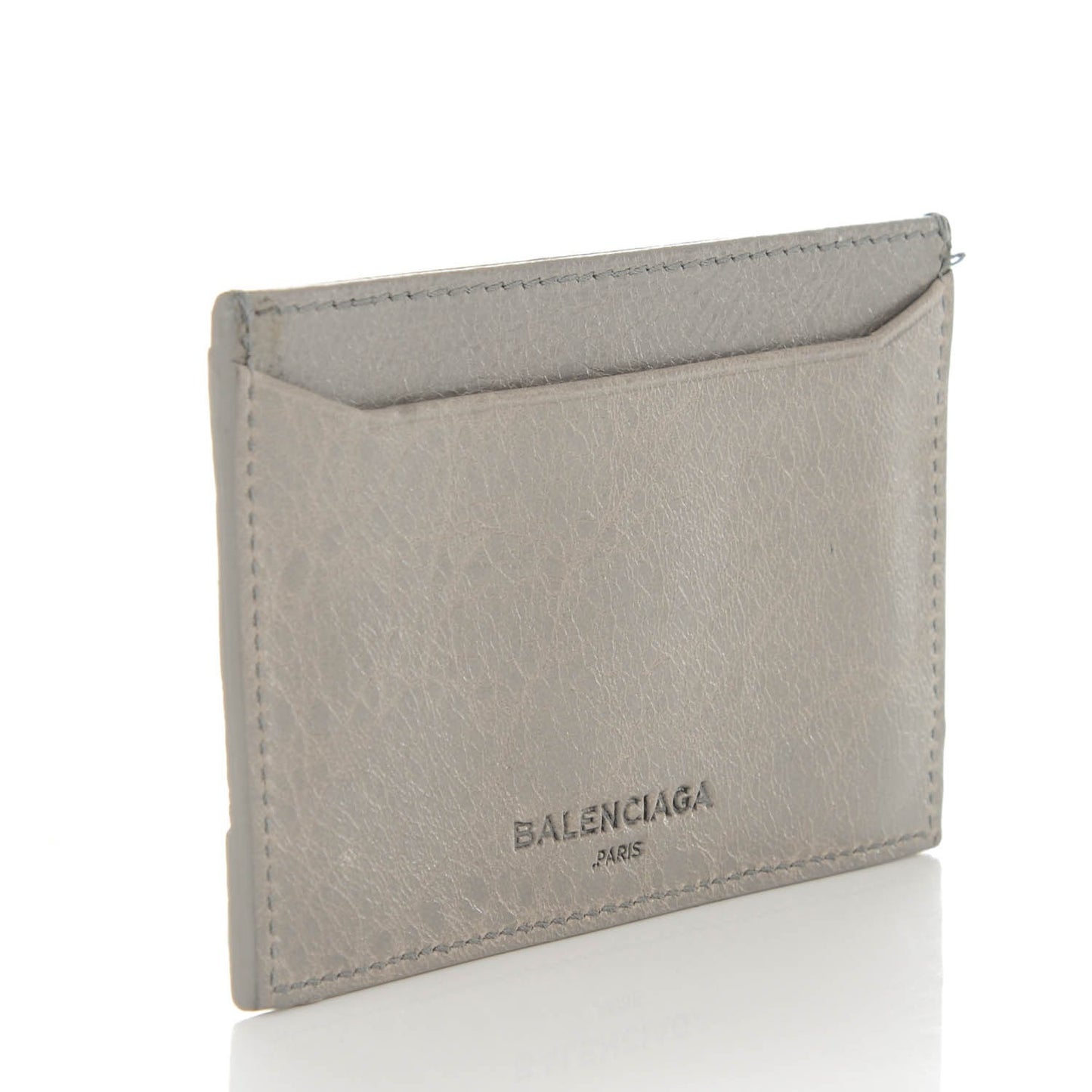 Agneau Classic Hardware Card Case Gris Pyrite