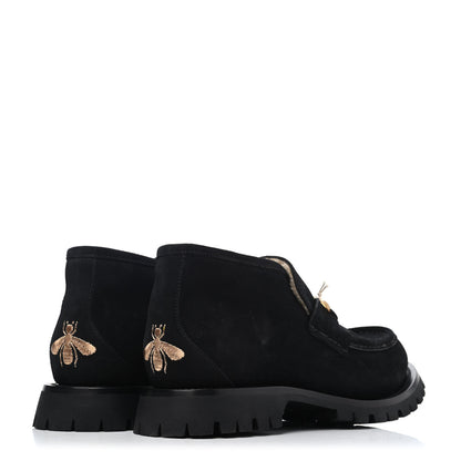 Gucci Suede Shearling Mens Harald Horsebit Ankle Boots 8.5 Black Butterscotch 3 of 4