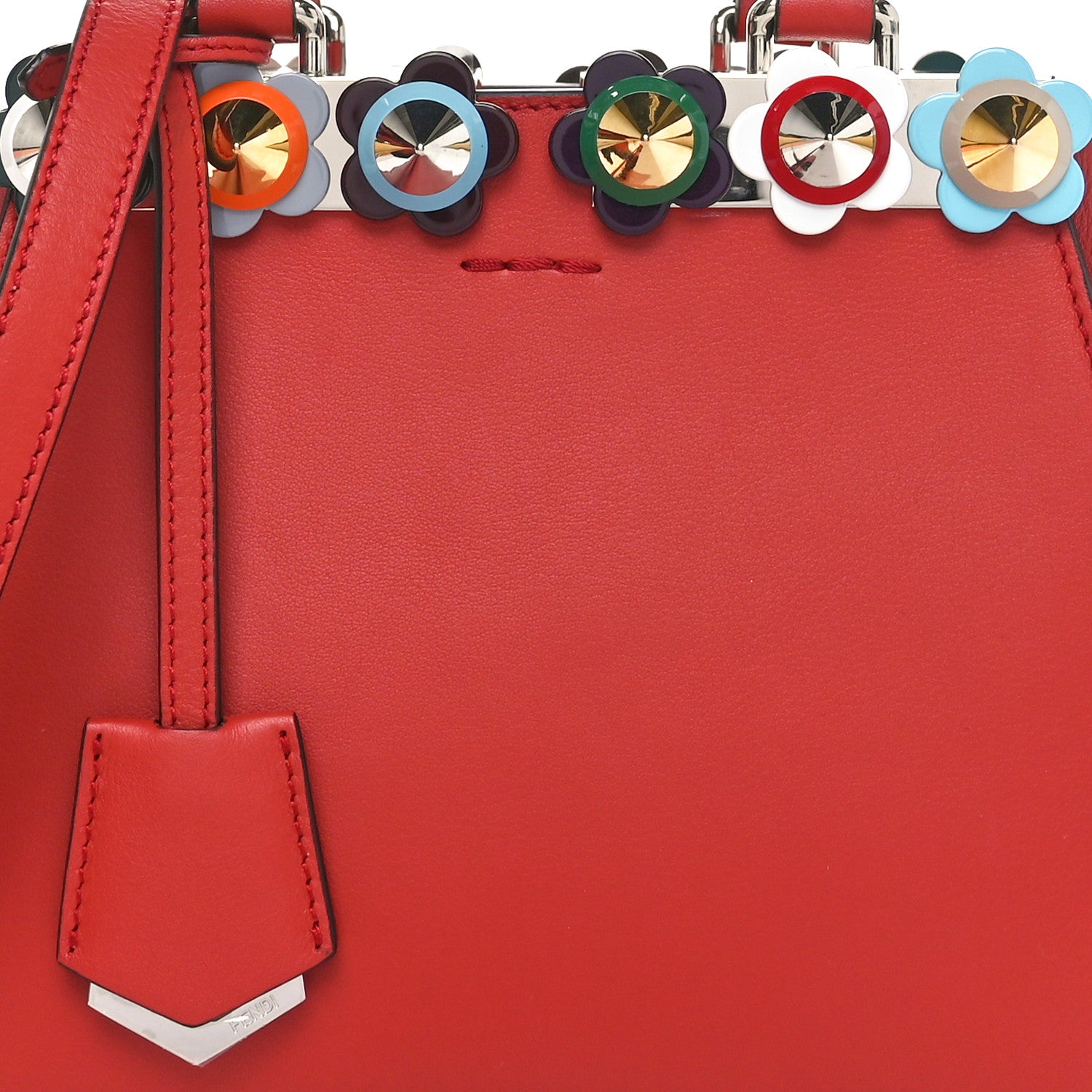 Fendi Vitello Dolce Plexiglass Flowerland Studded Mini 3Jours Tote Bloody Mary Multicolor 9 of 11
