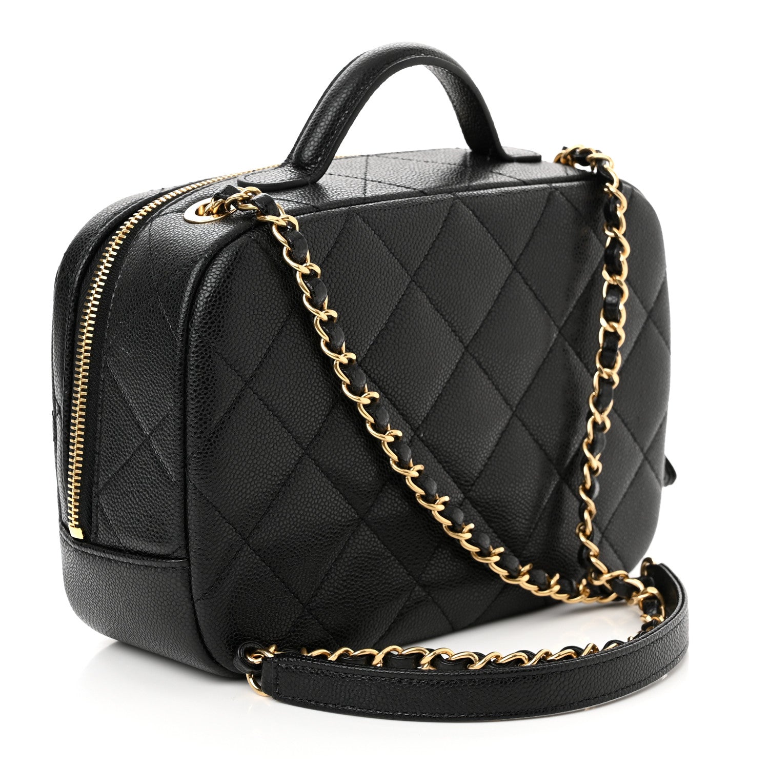 Chanel Caviar Quilted CC Small Top Handle Vanity Case Black 3 of 10