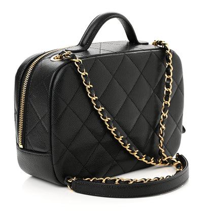 Chanel Caviar Quilted CC Small Top Handle Vanity Case Black 3 of 10