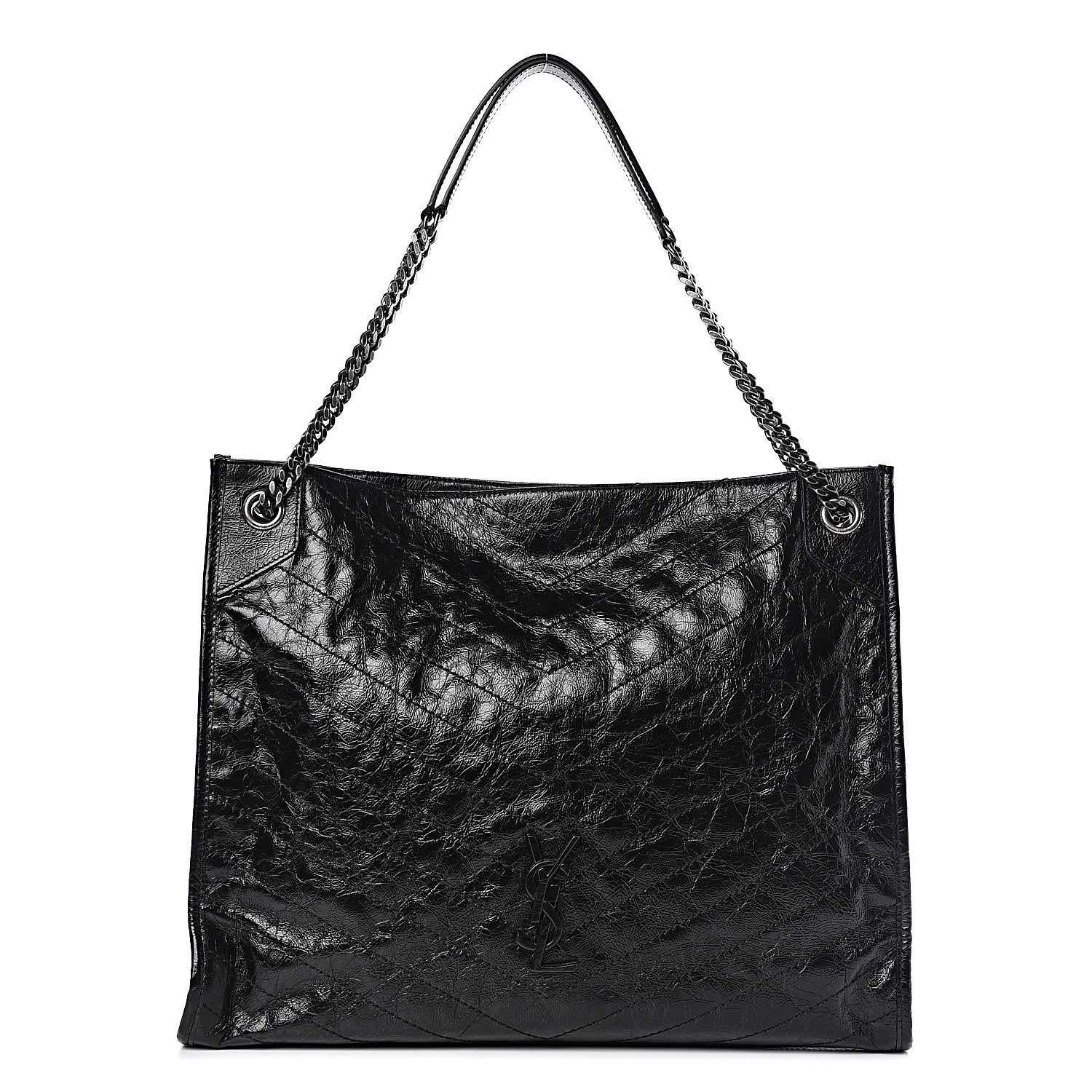 Saint Laurent Crinkled Calfskin Matelasse Monogram Niki Shoulder Bag Black 1 of 10
