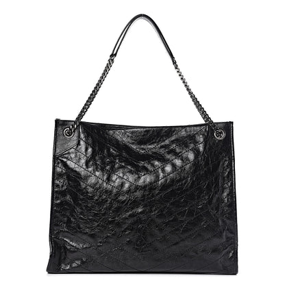 Saint Laurent Crinkled Calfskin Matelasse Monogram Niki Shoulder Bag Black 1 of 10