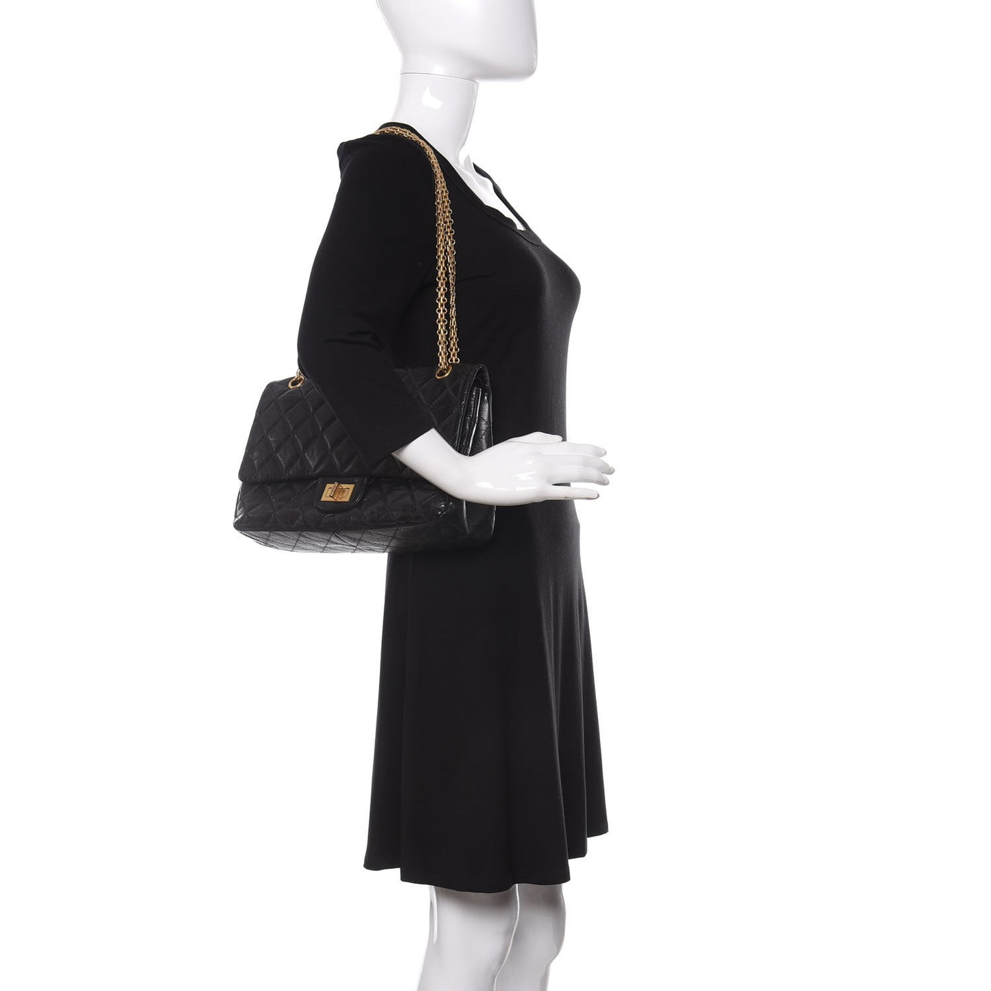 Aged Calfskin Quilted 2.55 Reissue 227 Flap Black