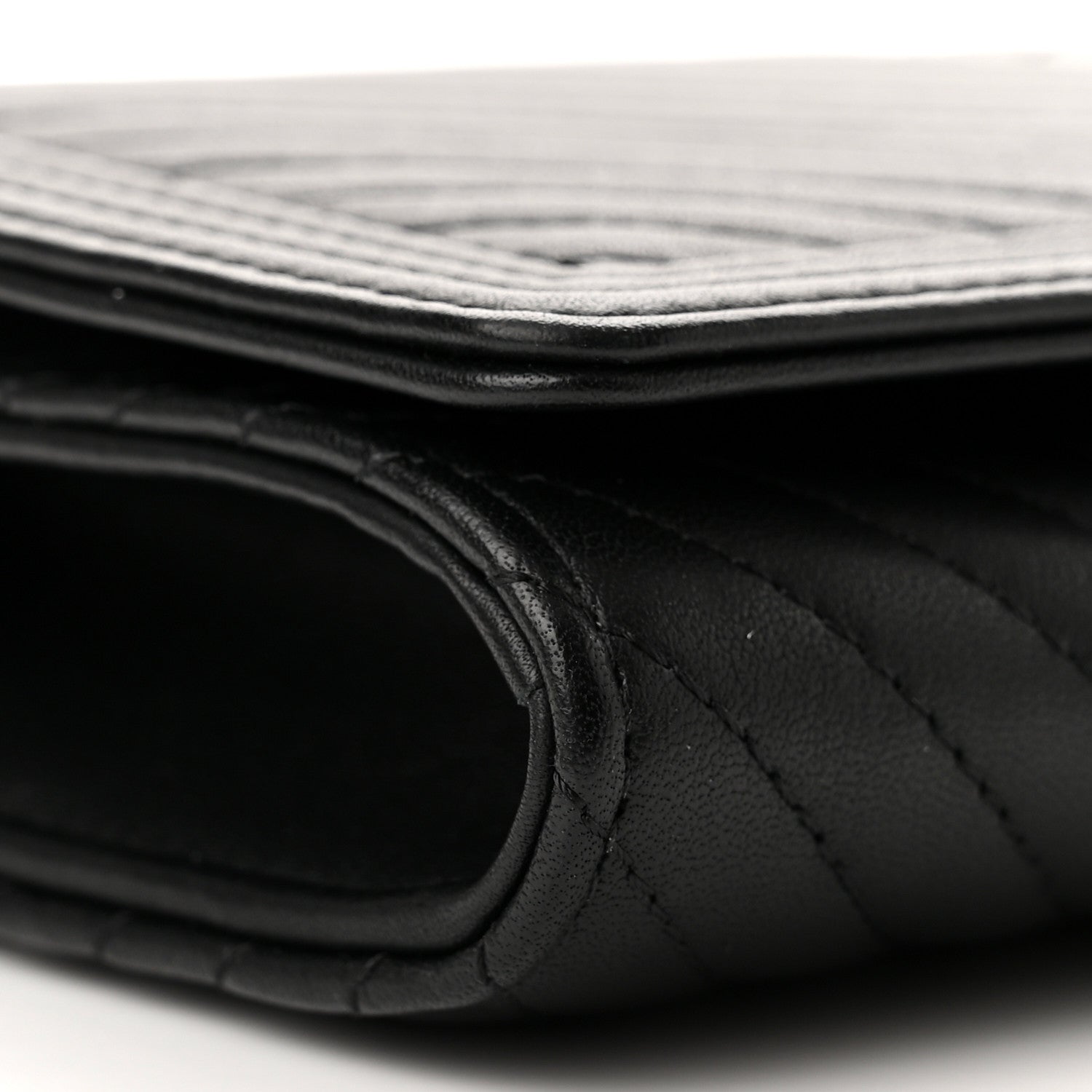 Chanel Calfskin Chevron Quilted Boy Wallet On Removable Chain WOC Black 9 of 11