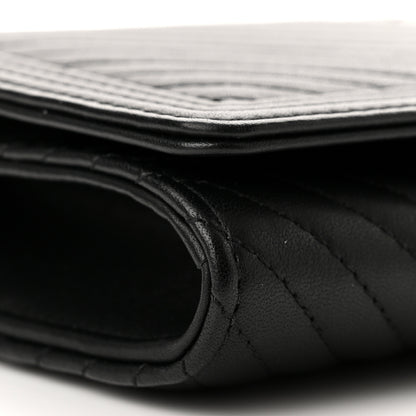 Chanel Calfskin Chevron Quilted Boy Wallet On Removable Chain WOC Black 9 of 11