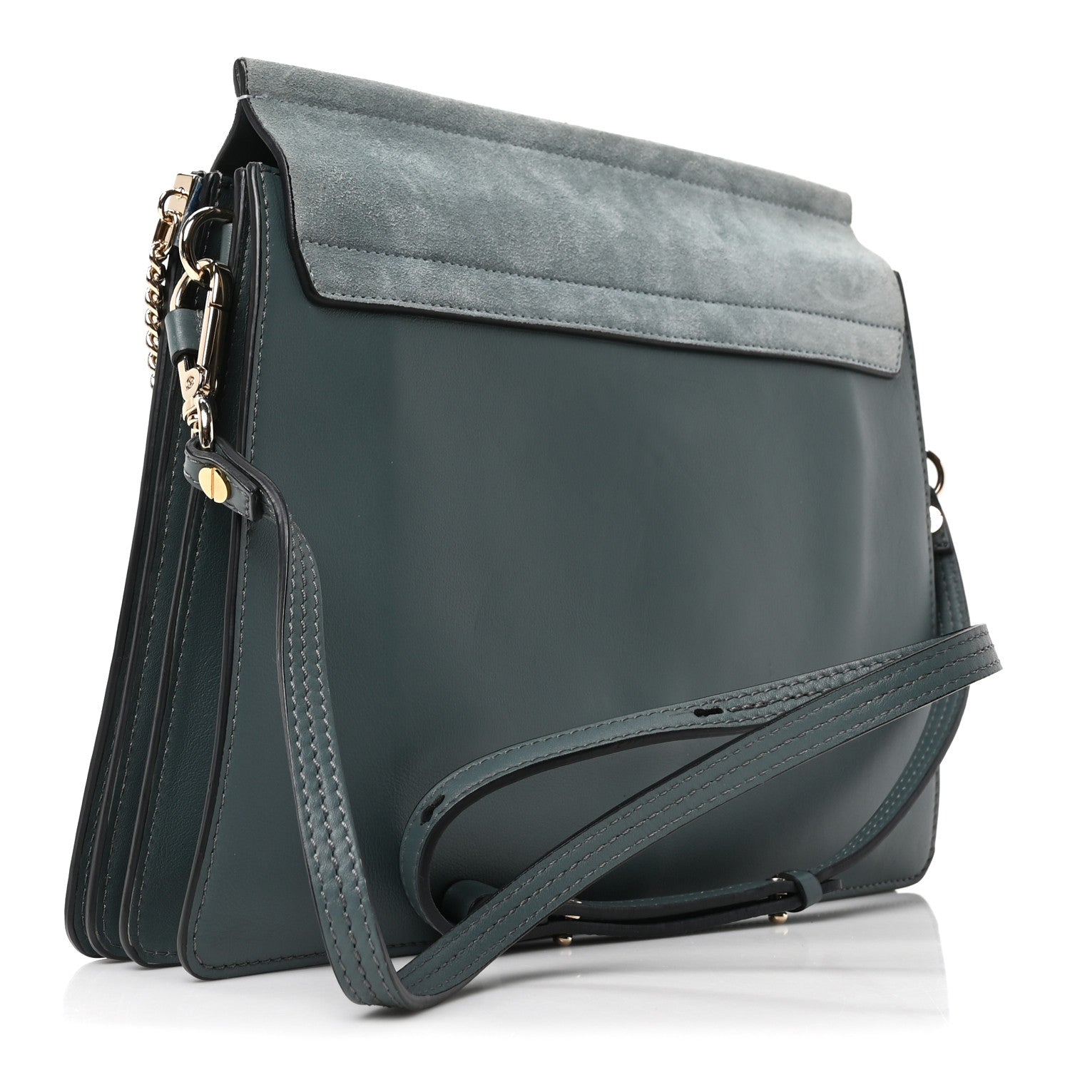 Chloe Suede Calfskin Medium Faye Shoulder Bag Cloudy Blue 3 of 9