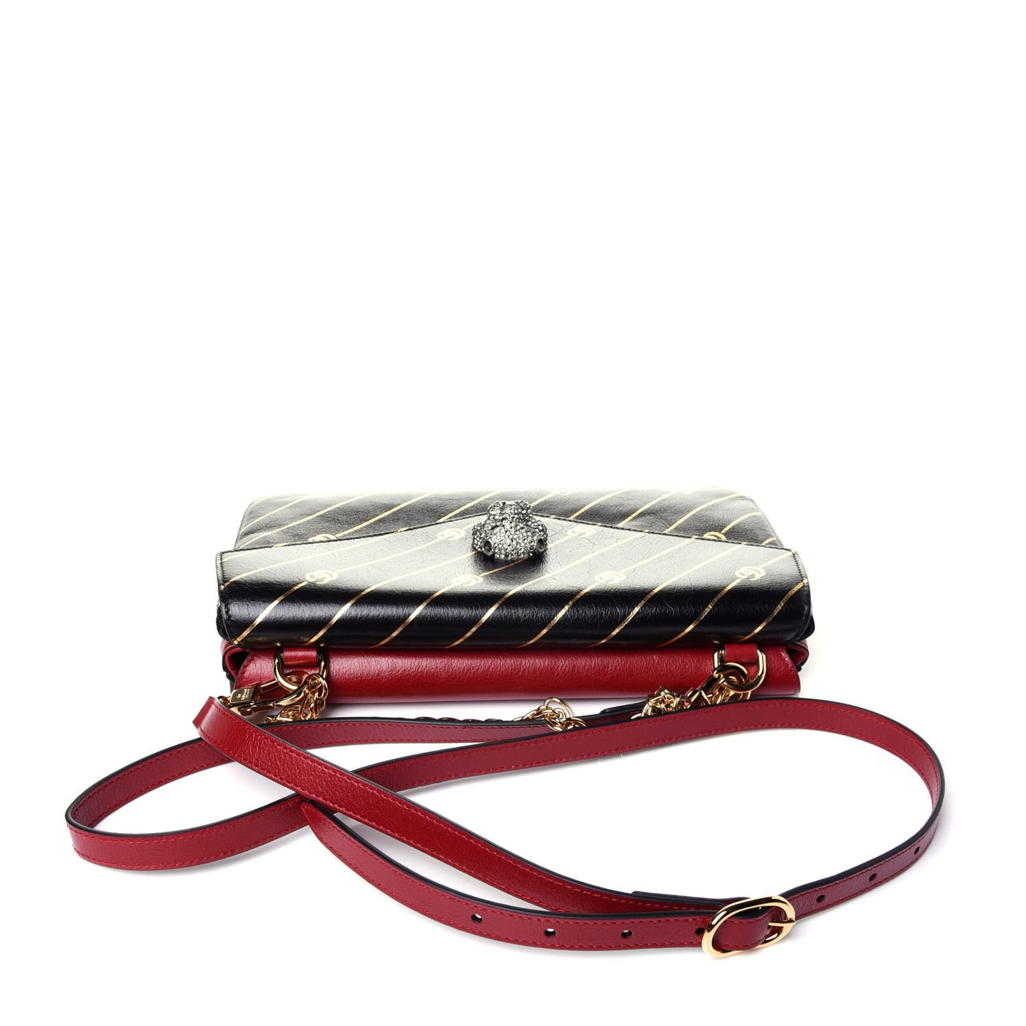 Calfskin Diagonal GG Medium Thiara Double Envelope Shoulder Bag Black Red