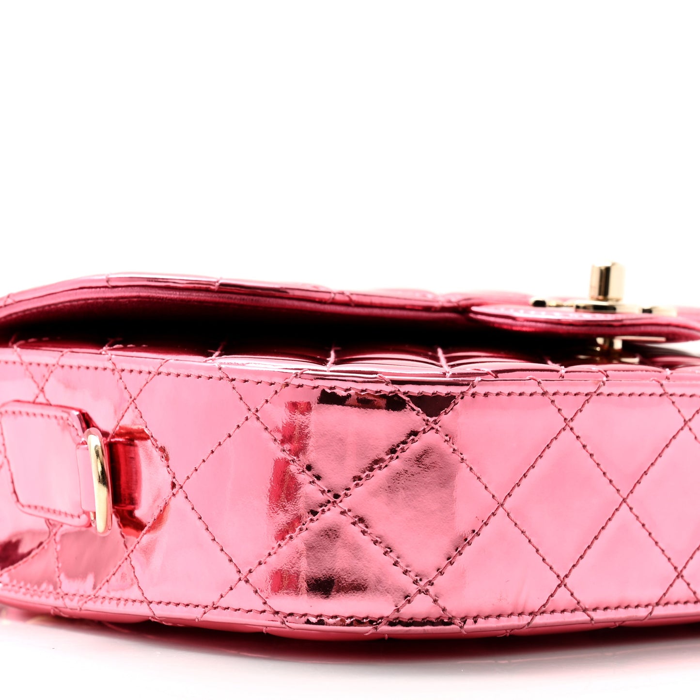 Mirror Calfskin Metallic Calfskin Medium Hollywood Boulevard Flap With Star Coin Purse Pink