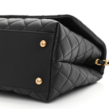 Chanel Caviar Lizard Embossed Quilted Small Coco Handle Flap Black 10 of 10