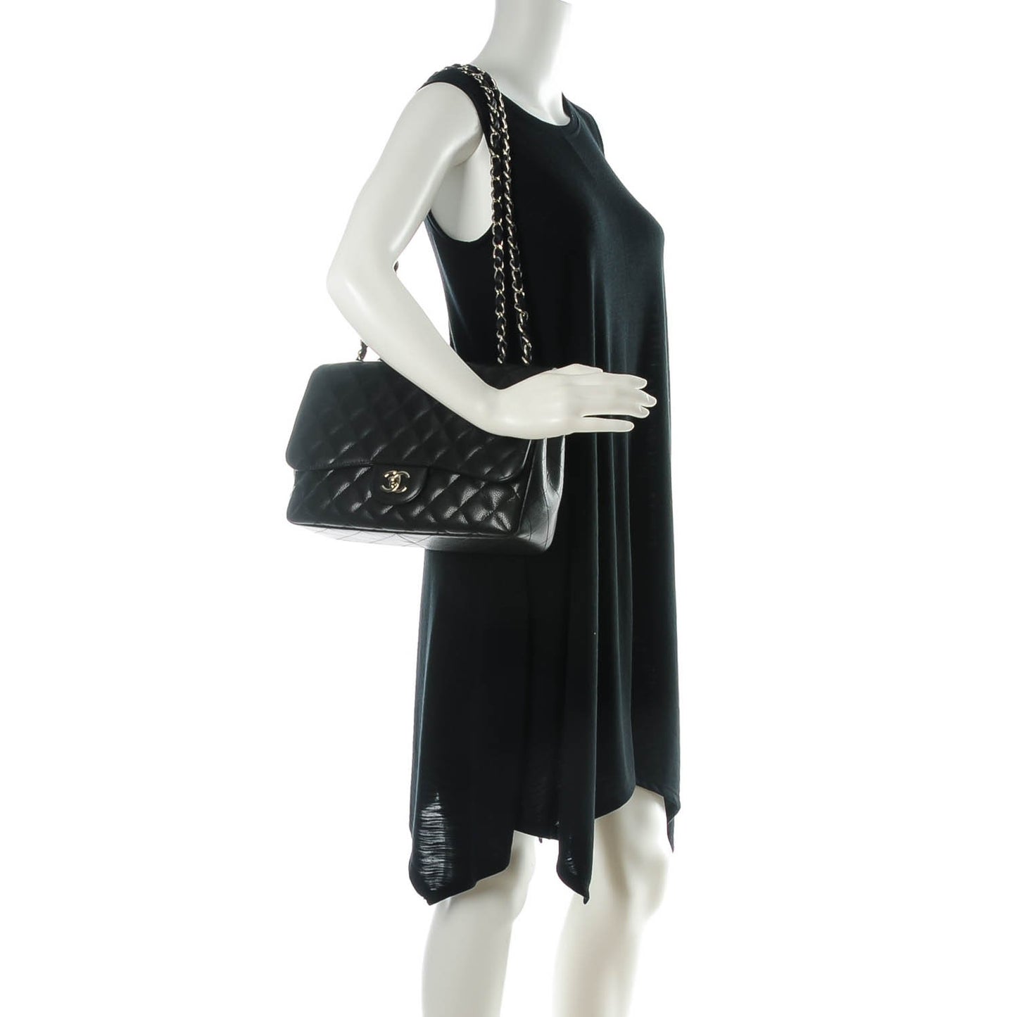 Caviar Quilted Jumbo Single Flap Black