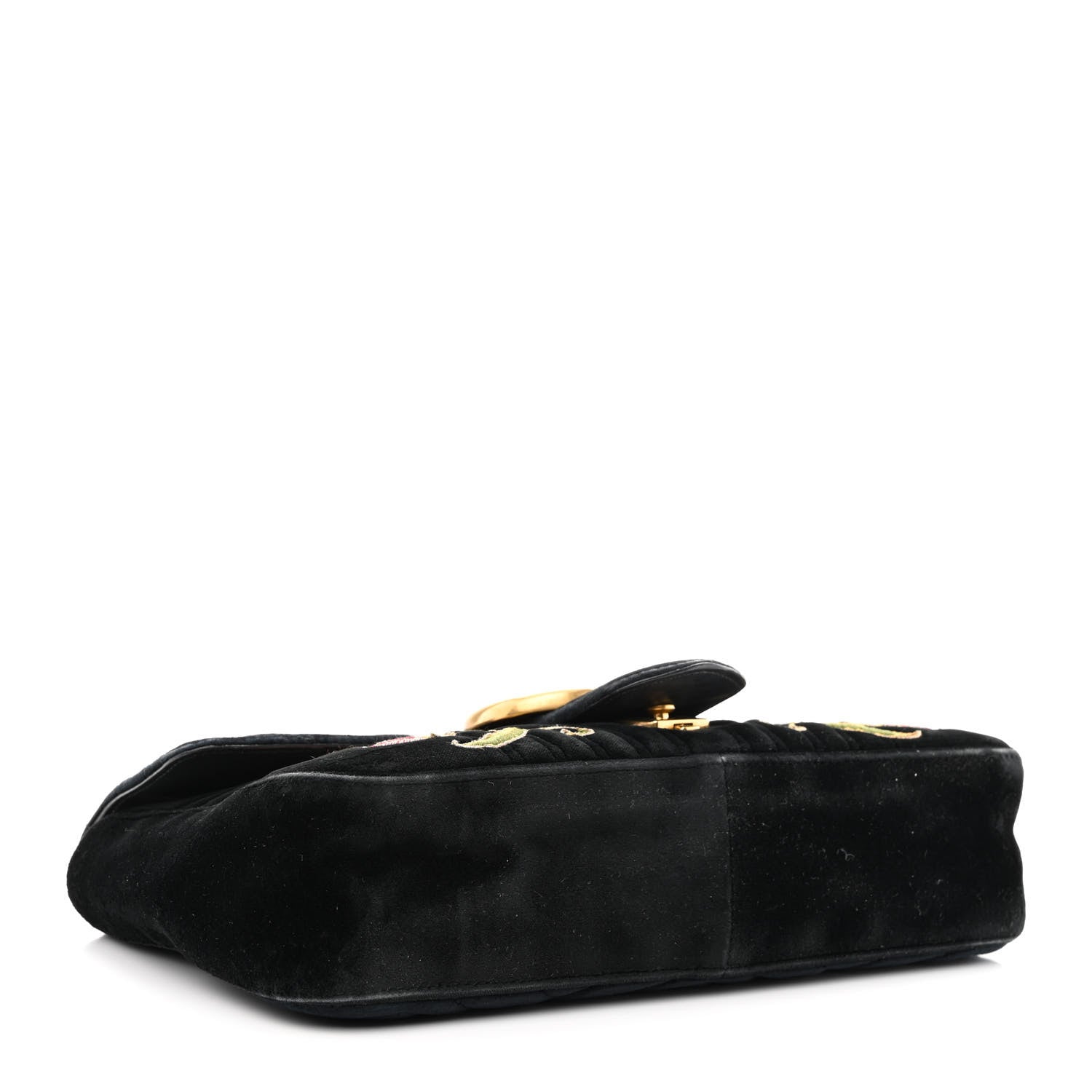 Gucci Velvet Matelasse Loved Embroidered Medium GG Marmont Shoulder Bag Black 4 of 18