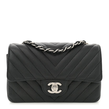 Chanel Caviar Chevron Quilted Mini Rectangular Flap Black 1 of 10