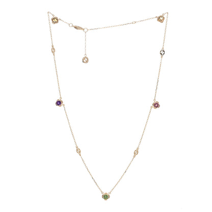 Gucci 18K Yellow Gold Green Beryl Amethyst Pink Tourmaline Citrine GG Station Rainbow Gemstone Necklace 2 of 5