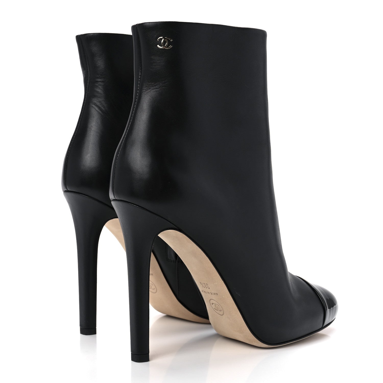 Chanel Calfskin Cap Toe CC Short Boots 38.5 Black 4 of 8