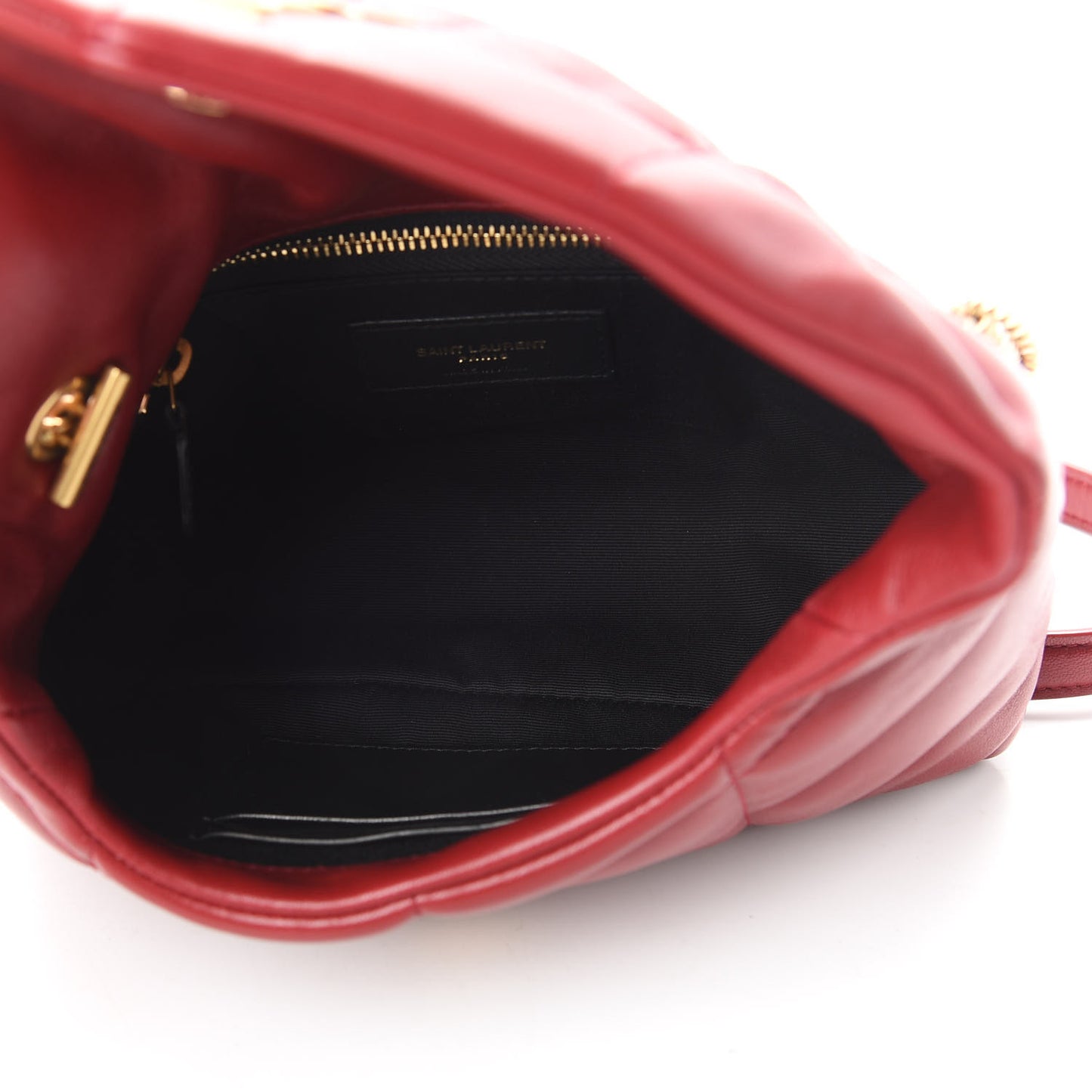 Lambskin Quilted Toy Loulou Puffer Monogram Chain Satchel Red