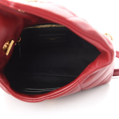 Saint Laurent Lambskin Quilted Toy Loulou Puffer Monogram Chain Satchel Red 5 of 11