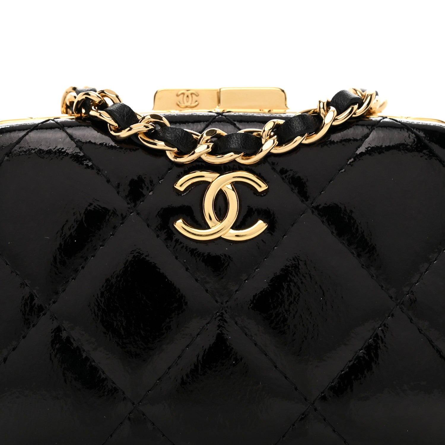 Chanel Glazed Goatskin Quilted Small Box With Chain Black 4 of 10
