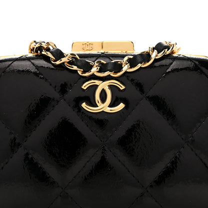 Chanel Glazed Goatskin Quilted Small Box With Chain Black 4 of 10