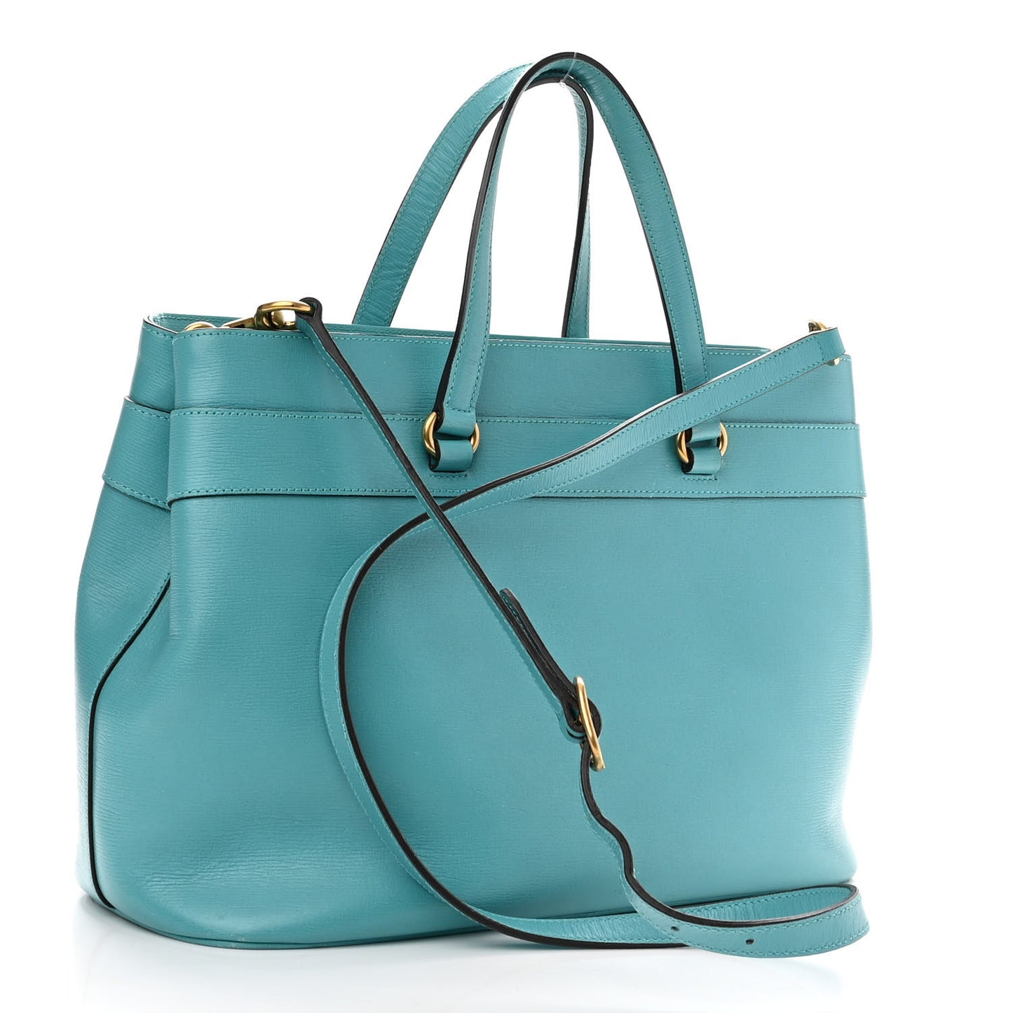 Textured Calfskin Medium Bright Bit Tote Blue
