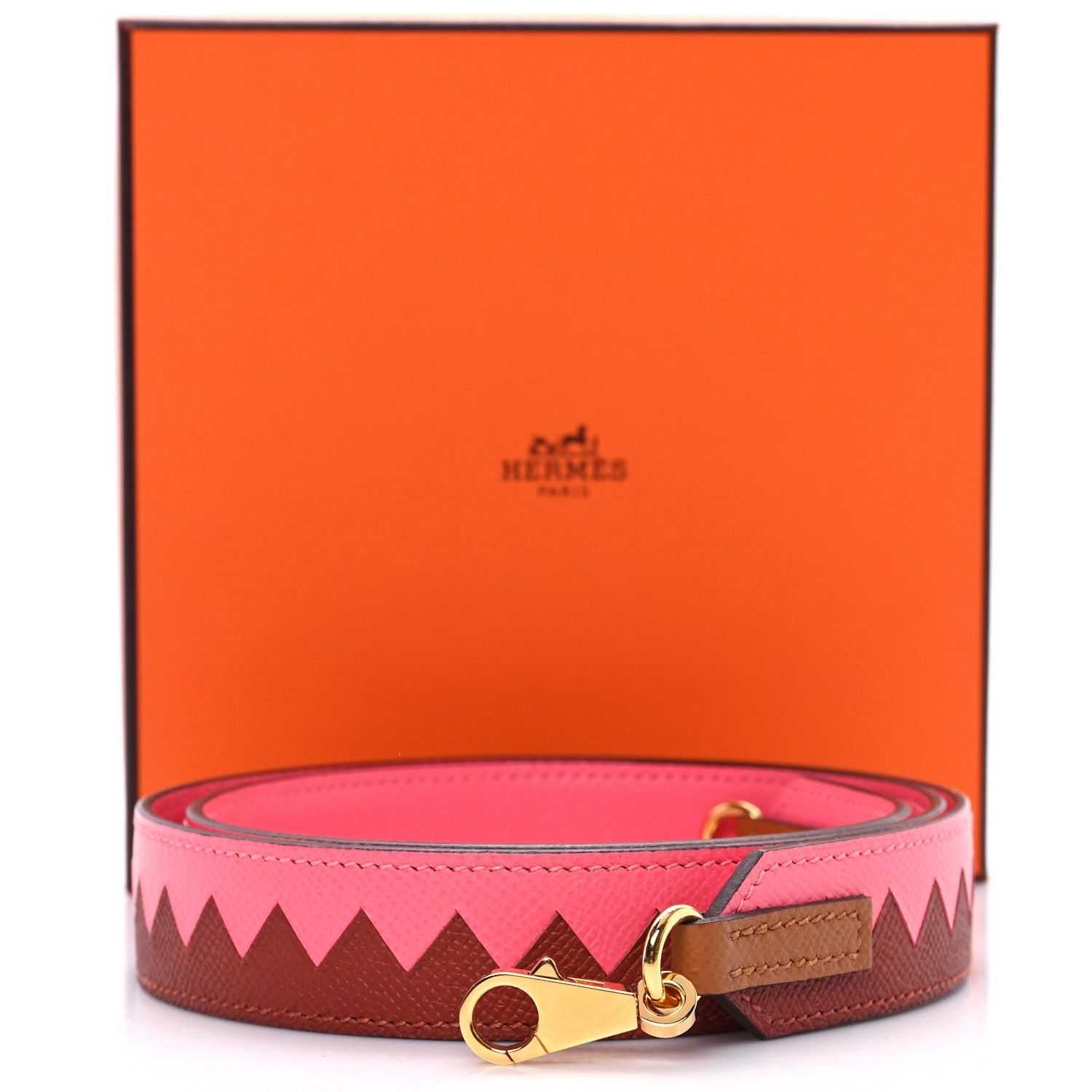 Hermes Epsom 30mm Tressage Au Galop Shoulder Strap  Rose Azalee Senne 5 of 5