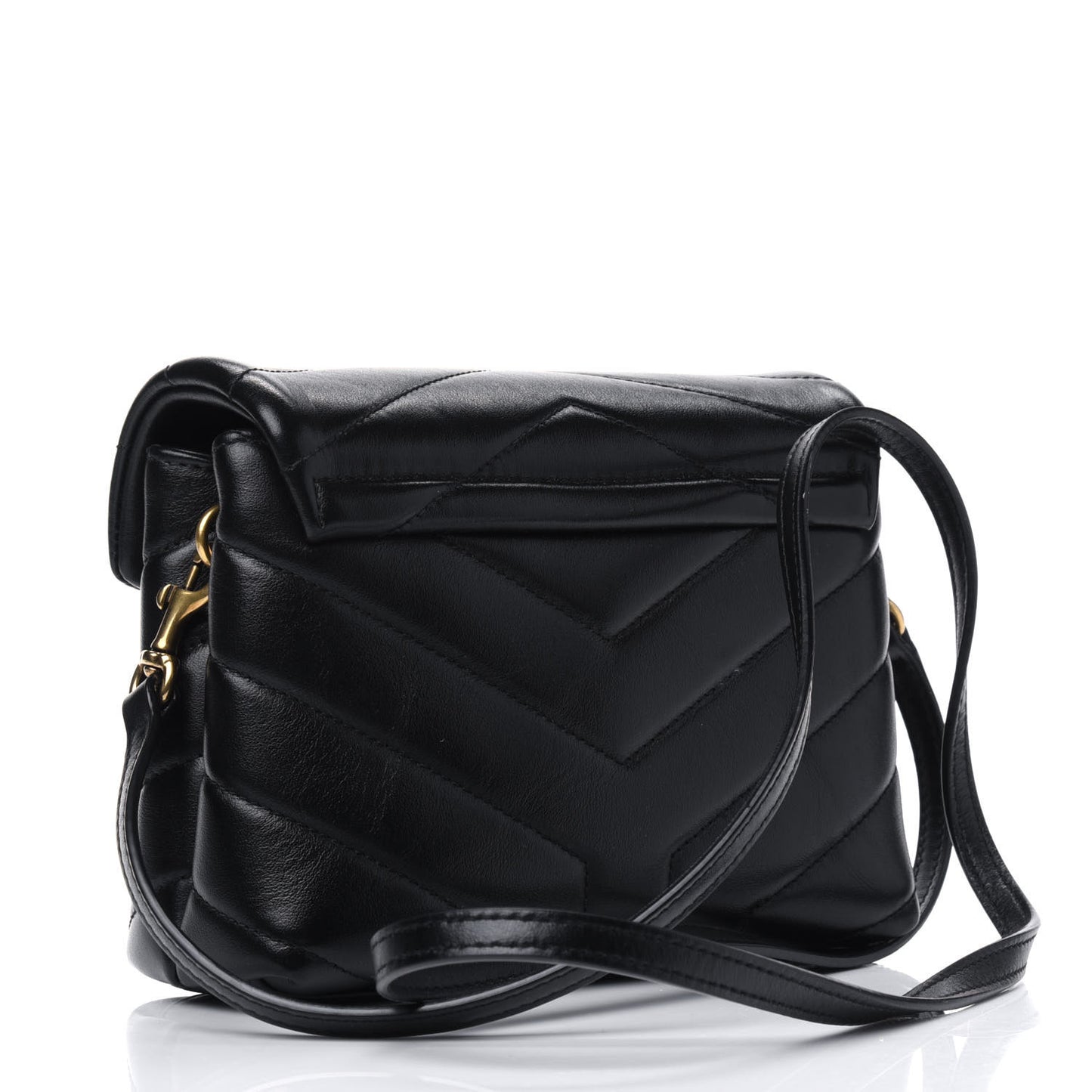 Calfskin Y Quilted Monogram Toy Loulou Crossbody Bag Black