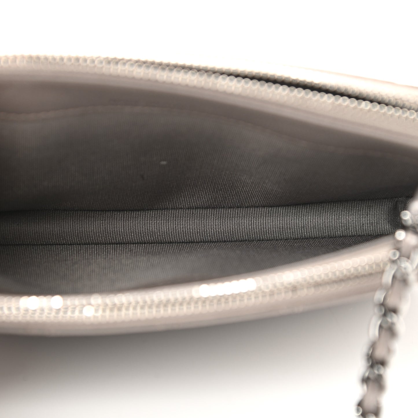 Calfskin Quilted Small Clutch With Chain Grey