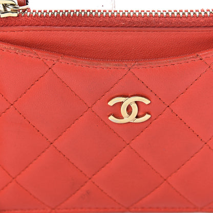 Chanel Lambskin Quilted Zip Card Holder Red 6 of 13