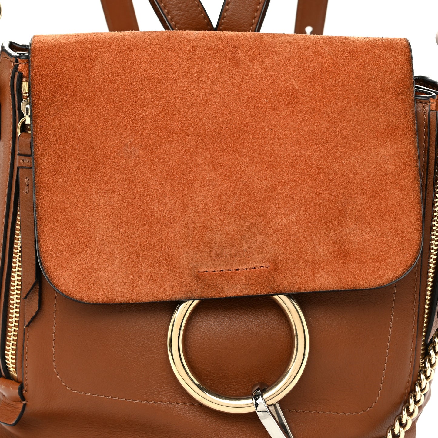 Suede Calfskin Small Faye Backpack Tan