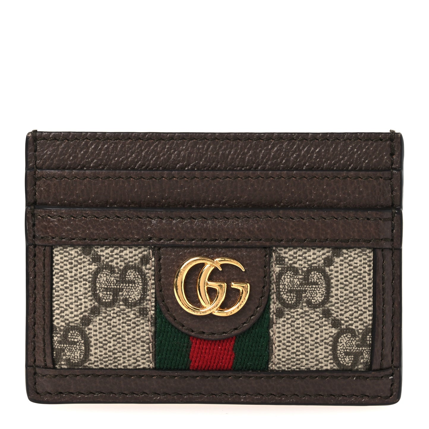 GG Supreme Monogram Textured Dollar Calfskin Ophidia Card Holder Beige Ebony New Acero