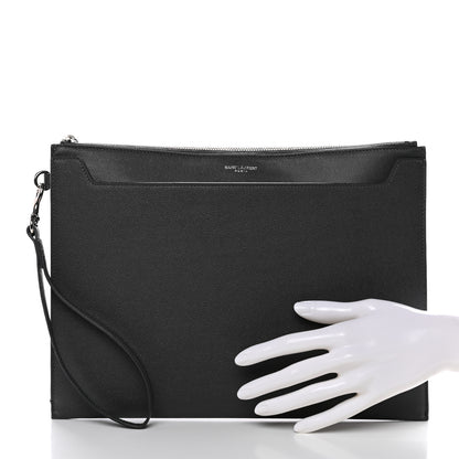 Saint Laurent Grain De Poudre Catherine Wristlet Pouch Pebble 2 of 9