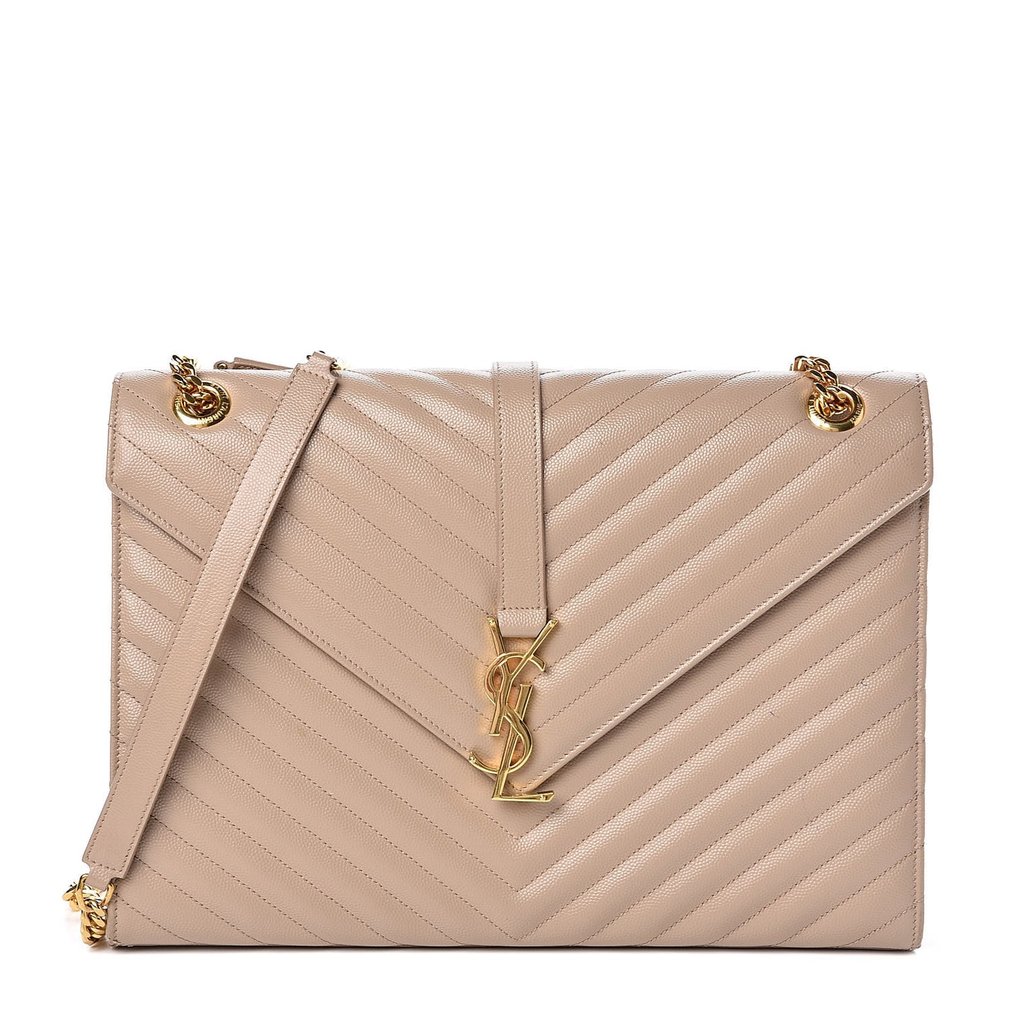 Grain De Poudre Matelasse Chevron Large Monogram Satchel Dark Beige