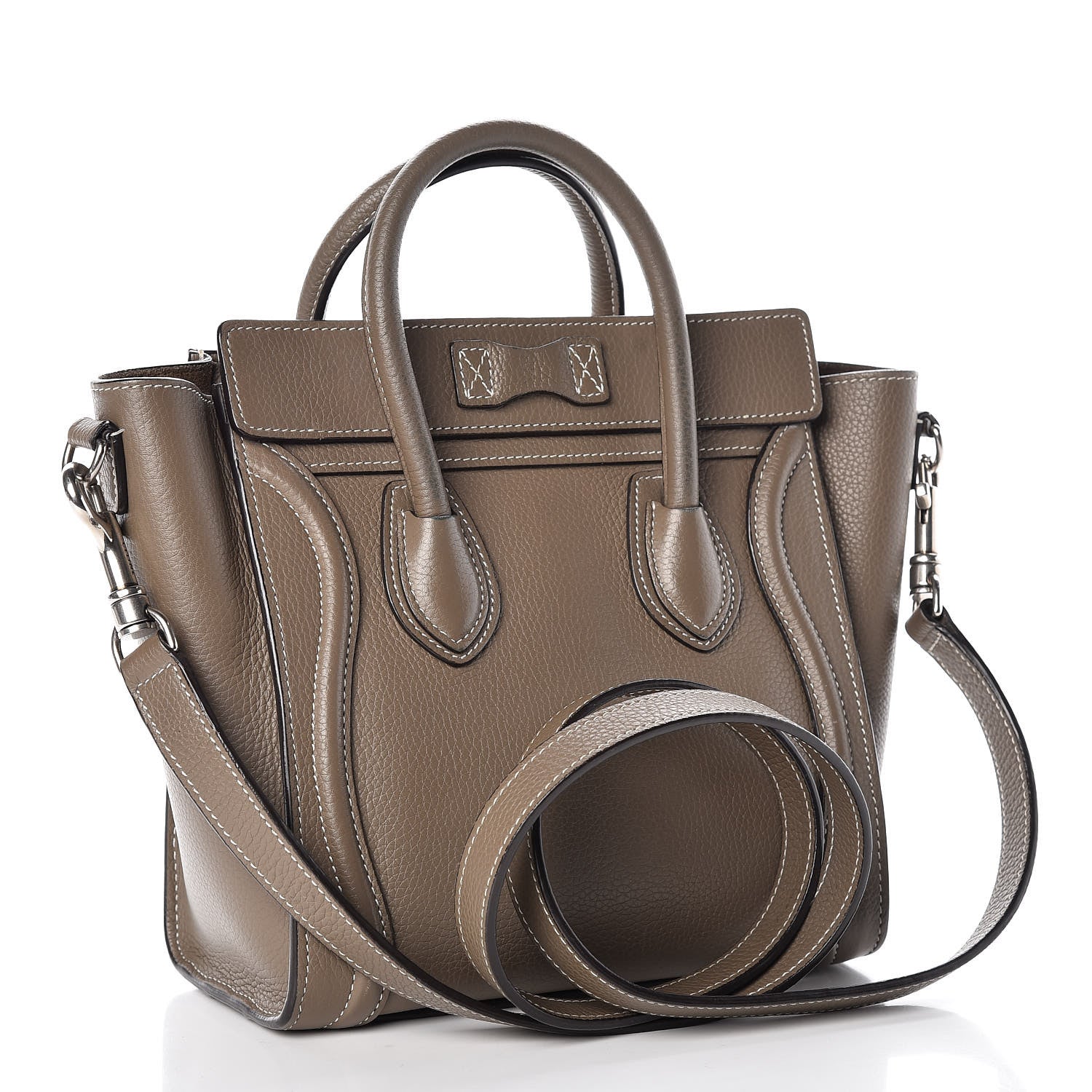 Celine Drummed Calfskin Nano Luggage Souris 3 of 12