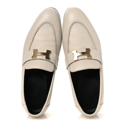 Hermes Goatskin Womens Paris Loafers 37 Beige Glaise 2 of 13