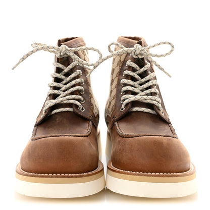 Gucci Garrett Calfskin Monogram Mens Ala Boots 10.5 Beige Ebony Cuir 3 of 10